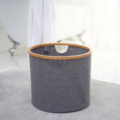 China Sustainable Laundry Around Wooden Bamboo Laundry Basket Storage Box for sale