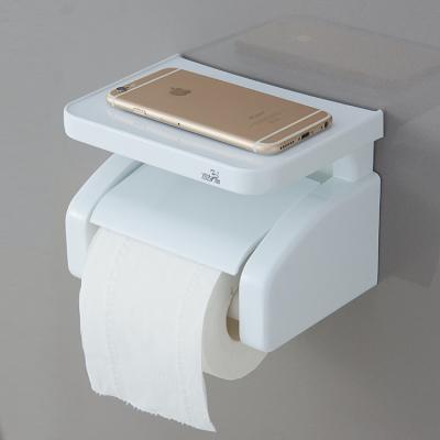 China Hotel Bathroom Home Toilet Paper Holder With Phone Shelf Wall Mounted Toilet Paper Roll Holder for sale