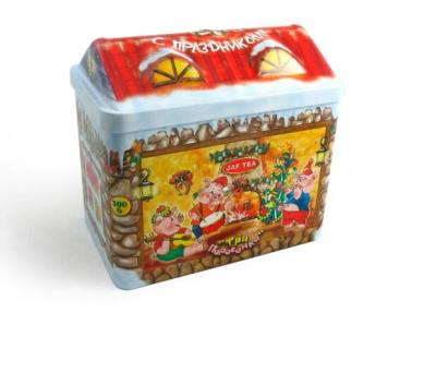 China Christmas Chocolate House Shape Tin Wholesaler for sale