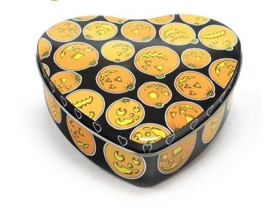 China Set Of 5 Halloween Pumpkin Heart Tins for sale