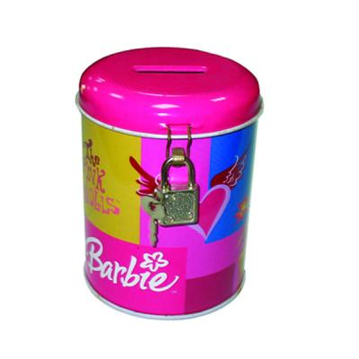 China round coin bank tin box with lock for sale