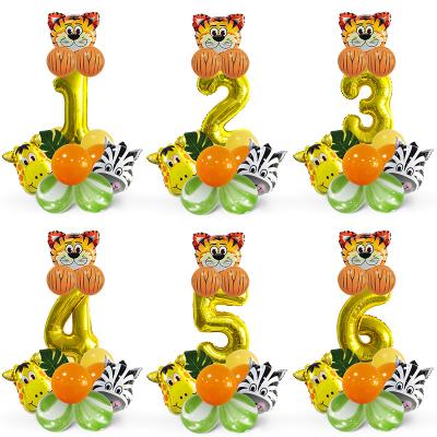 China First Birthday Wedding Baby Party Decoration Forest Border Cartoon Birthday Decoration Stage Layout Animal Latex Balloon Set for sale