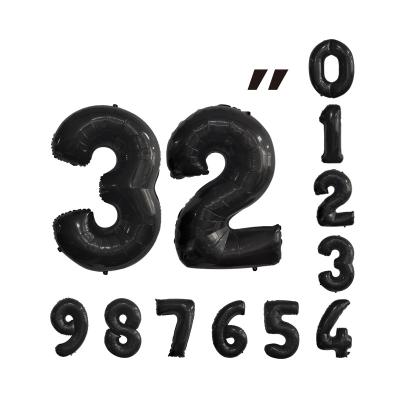 China Birthday Wedding Baby Party Decoration Black 32inch Numbers 0-9 Inflatable Birthday Party Layout Aluminum Foil Number Balloons for sale