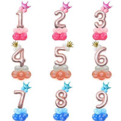 China Baby Princess Kids Birthday Party Decoration Pink Number Foil Balloons Birthday Party Decoration 12pcs Christmas Birthday Wedding Party 1st for sale