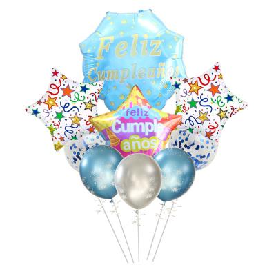 China Birthday Wedding Baby Party Decoration 9pcs Hardcover Book Spanish Birthday Balloon Set Feliz Cumpleanos Birthday Party Decoration Aluminum Ball for sale