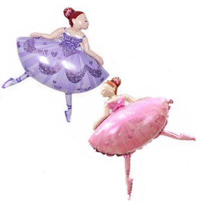 China Large Cartoon Ballet Girl Birthday Party Decoration Dancing Girl Foil Balloon Film Foil Balloon for sale