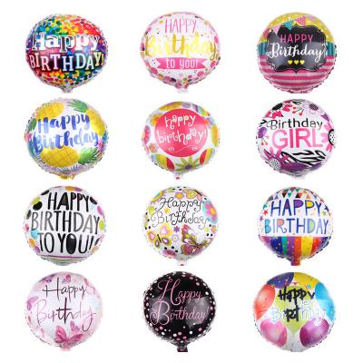 China Aluminum foil new 18inch around happy birthday film balloon happy birthday stage layout foil balloon wholesale for sale