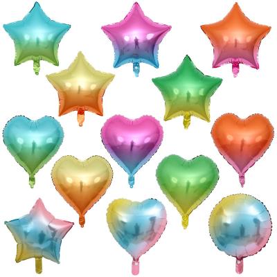 China Birthday wedding baby party decoration 18 inch gradient color star foil balloon peach heart five-pointed gradient party decoration for sale