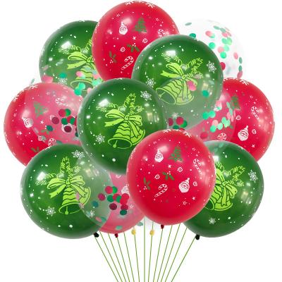 China Christmas Party Hot Selling Christmas Theme Group of Elk Spots Red Bells Socks and Green Latex Balloons for sale