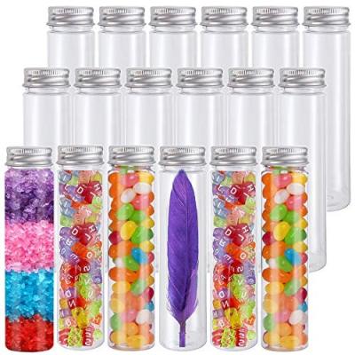 China Food Clear Plastic Test Tubes With Screw Tops Flat Bottom Bath Salt Containers, Candy Containers For Wedding Party Christmas for sale