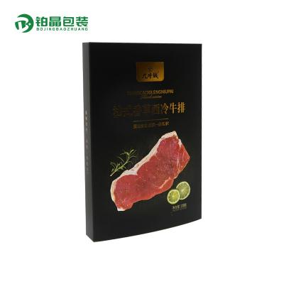 China Recyclable Custom Food Kraft Paper Card Box With Window Black Pizza Box For Steak Slice for sale