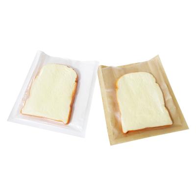 China Recycled Materials 3 Side Heat Sealing Toast Clear Kraft Paper Storage Cookie Pouch Small Logo Custom Printed Packaging Food for sale