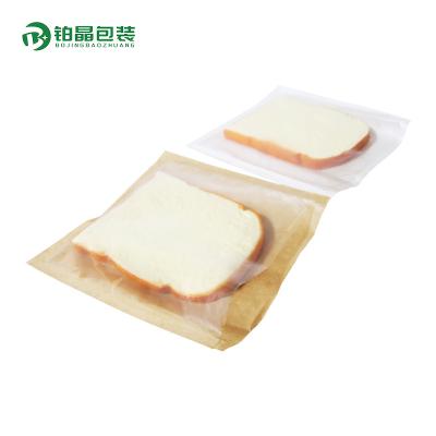 China Recycled Materials Side Gussets Open Top Kraft Paper Brown And White Bag Bread Toast Heat Seal Storage Pouches for sale