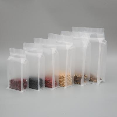 China Recyclable Octagon Frosted Square Transparent Sealed Bottom Plastic Sachets Self Seal PE Dried Fruit Rice Food Sealed Bags for sale