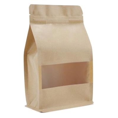 China Recyclable Kraft Paper Food Containers Self Seal Zipper Stand Up Bags Pouch With Notch& Matte Window Bags Kraft Paper Bags for sale