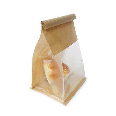 China Biodegradable Custom Small Window Paper Packaging White Brown Cookie Treat Bag With Tin Tie Tab Lock Bread Bag for sale