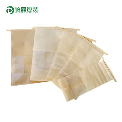 China Biodegradable Coffee Bean Bag Paper Tin Tie Flat Bottom Packaging Brown Food Grade Packaging With Clear Window for sale