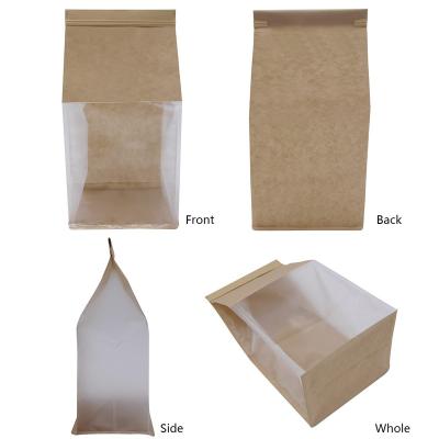 China Biodegradable Bakery Bags With Window For Cookie Wrapping 5.1x4.3x11 Inches Brown Kraft Paper Tin Tie Tab Lock Candy Bags Treat Bag for sale