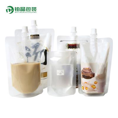 China Recycled Materials Custom Printed Clear Reusable Spout Pouch Food Drinks Plastic Liquid Holder Up Pouch With Spout for sale