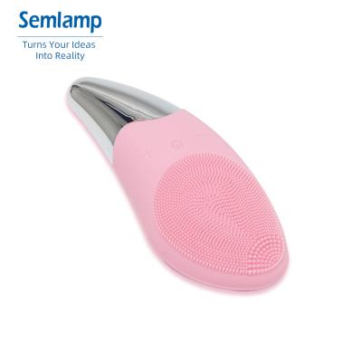 China Mini Natural Electric Waterproof Beauty Face Massager Acne Treatment Sonic Vibrating Facial Silicone Cleansing Brush for sale