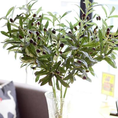 China Wholesale Realistic Home Decor Plant Wall Decoration Vertical Olive Leaves Artificial Wedding Silk Flowers for sale