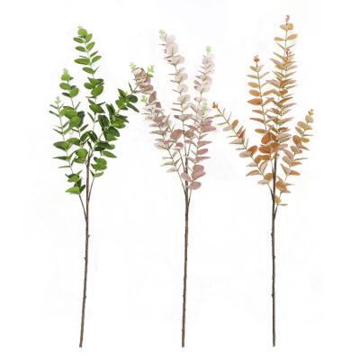 China Wholesale Natural Artificial Artificial Wedding Layout Eucalyptus Leaf Decoration Wall Plant Touch Plastic Flowers for sale