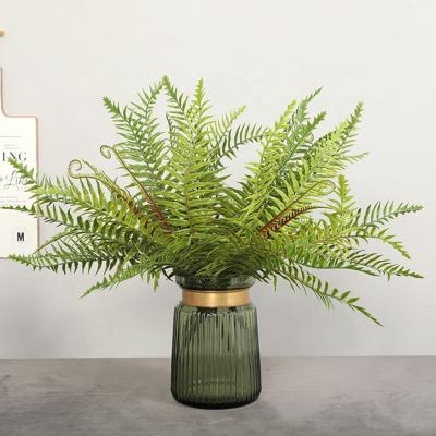 China Fashional New Style Green Plant Wall Decoration Artificial Plastic Fern Leaves Top 10 Boston Leaves Artificial Flowers for sale