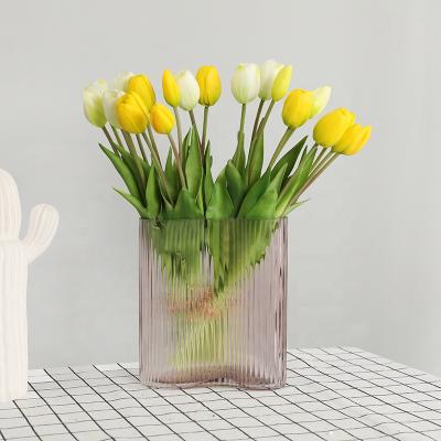 China Touch Natural Chinese Factory Hot Selling Latex Feeling 5 Head Bouquets Tulip Living Room And Bedroom Vases Artificial Flowers for sale