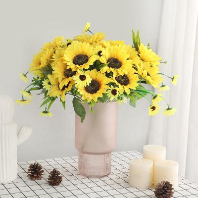 China Beautiful Colorful Birthday Party Decorate Artificialflower Bouquet Living Room Home Decoration Yellow Sunflowers 7 for sale