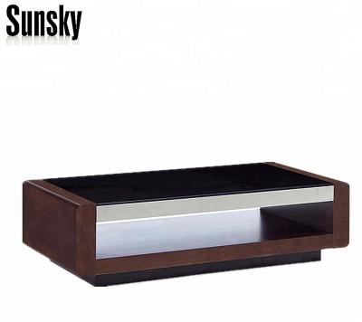 China PANEL living room modern wooden black glass classic coffee table 672D-A for sale