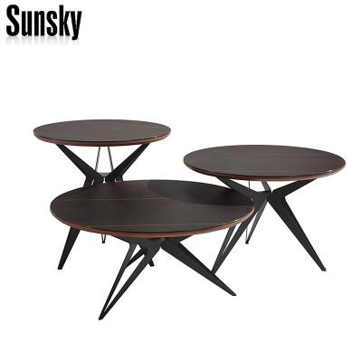 China TV Stand Smoke Eucalyptus Glass With Black Iron Coffee Table M3A-1 for sale