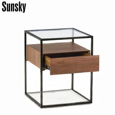 China PANEL MG13B Living Room Furniture Series Metal Frame Tempered Glass Side Table for sale