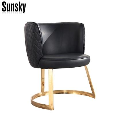 China Dining Chair Luxury Microfiber Leather Leisure Black Stainless Steel Frame Dining Chair SUM-35 for sale