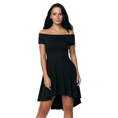 China Breathable Cheap Casual Short Sleeve Summer Cocktail High Low Skater Off-Shoulder Dresses Women for sale