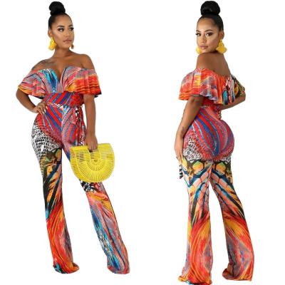 China New Arrival Black Multi Color Printing Women Casual Fashionable Wholesale Youth Culture Skinny Strapless Lady Jumpsuit for sale