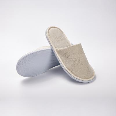 China Non-slip Fast Delivery Customized Logo Luxury Cotton Shower Spa Gray Disposable Canvas Slipper For Hotel for sale