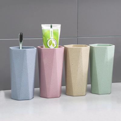 China Sustainable Couple Travel Bathroom Custom Toothbrush Mug Water Drink Mug Eco - Friendly With Wheat Straw for sale