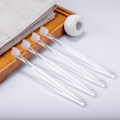 China PS or Custom Logo Wholesale Custom Hotel Travel Hotel Plastic Clear Disposable Bathroom Plastic Disposable Toothbrush For Adult for sale