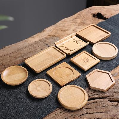 China Sustainable Wholesale Custom Logo Natural Eco - Friendly Square Round Wooden Coasters For Drink Coffee Tea for sale