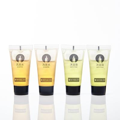 China Cosmetics Empty PE Packaging Hotel Shampoo Shower Gel Body Lotion Custom Logo Clear Plastic Cosmetic Tube for sale