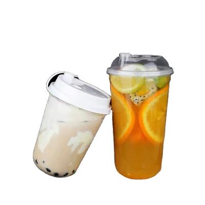 China WWL Eco-friendly Disposable Plastic Cup With Lid Logo U Shape PP Customized Clear Top Ice Coffee Juice Cup 16oz for sale