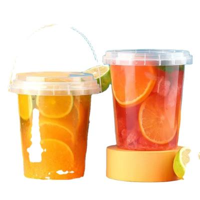 China WWL Eco-Friendly Customized Barreled Fruit Takeaway Cup Custom Size Plastic Milk Tea Beverage Cup Beer Barrel With Handle And Straw Hole for sale