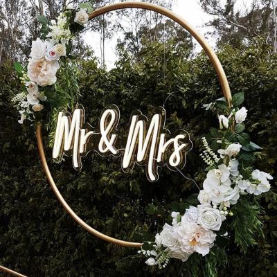 China Flexible Buildings Neon Strip Display Light Wedding Decor Mr&mrs To Wedding Acrylic Round Wedding Signs for sale