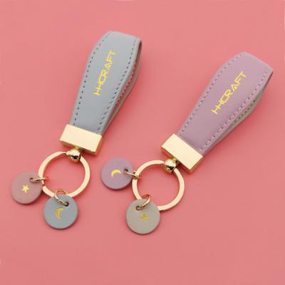 China Personalized Custom Made Leather Key Chain Environmentally Friendly Horse Luxury Vintage Circle Logo KE for sale