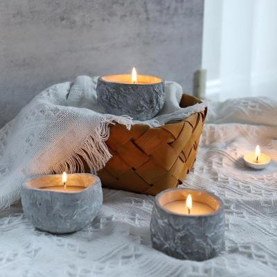 China Birthdays wholesale new modern design decorative single candle cup cement candle table jar for sale