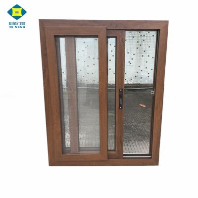 China Sliding Mosquito Net China Manufacturer PVC Balcony Sliding Wood Grain Effect Color Window for sale