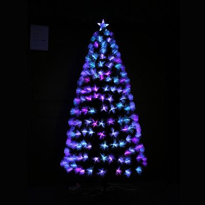 China Environmental Friendly Customizable Size Fiber Optic Christmas PVC PE Wholesale Green Artificial Flocking Christmas Tree for sale