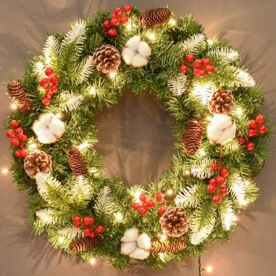 China 2020 New Environmentally Friendly Golden Hot Christmas Beautiful LED Decorations Weave Artificial Natural Pine Ball Garland for sale