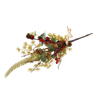 China Wholesale Environmentally Friendly Customizable Artificial Red Christmas Cone Pine Berries Design Pick Floral Branch for sale