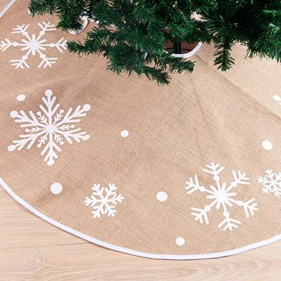 China Environmental Friendly 48inch Snowflakes Christmas Tree Skirt Country Burlap Christmas Tree Skirt for sale